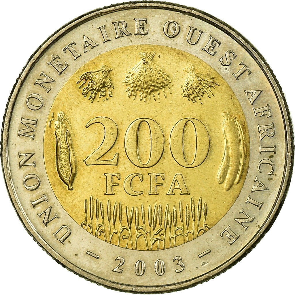 Coin, West African States, 200 Francs, 2003, Paris, EF(40-45), Bi-Metallic
