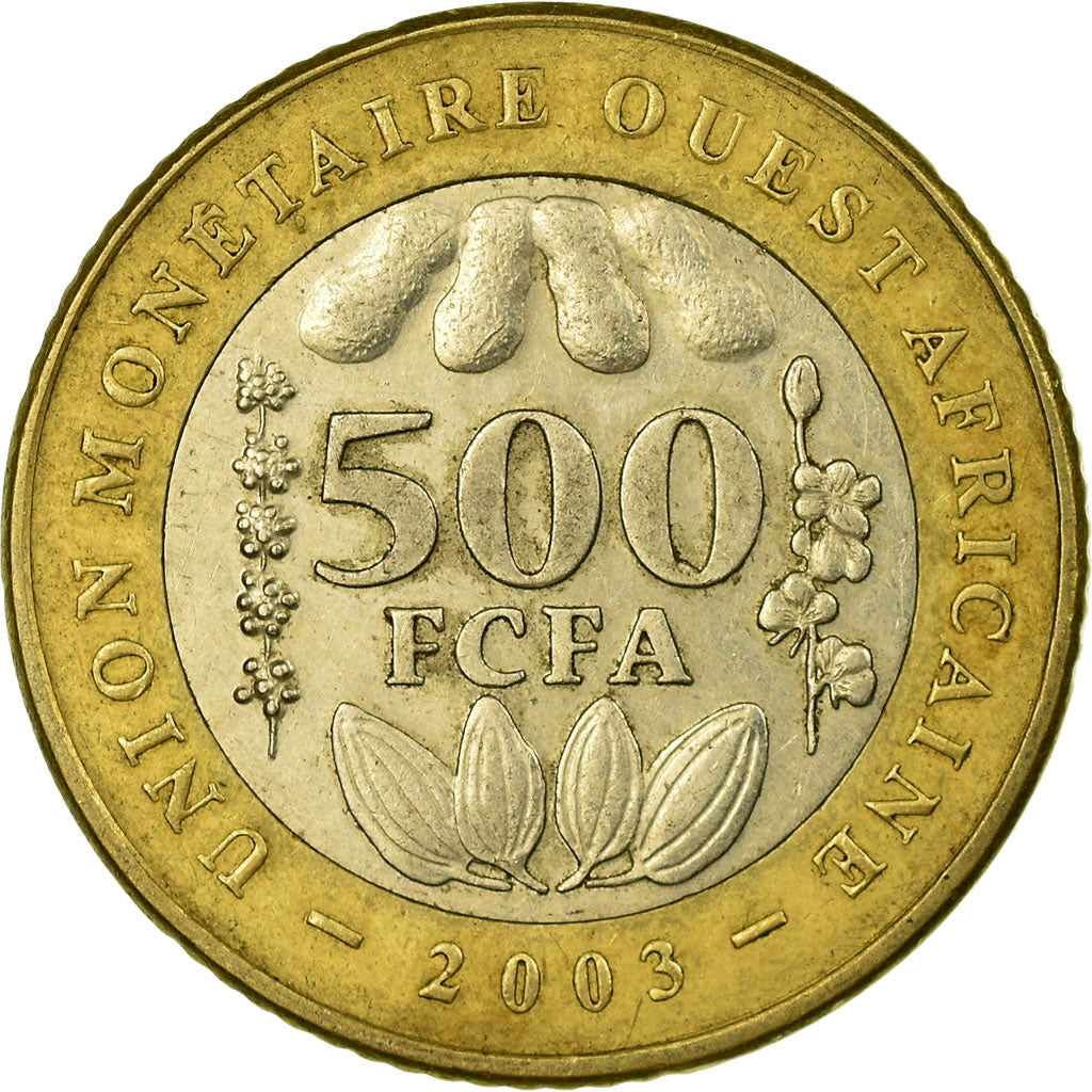 Coin, West African States, 500 Francs, 2003, Paris, EF(40-45), Bi-Metallic