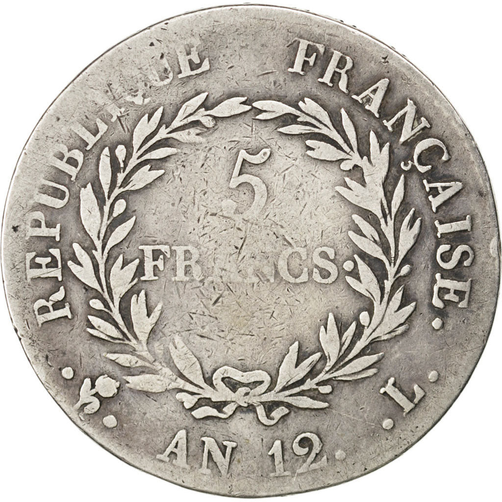 Consulat, 5 Francs Bonaparte Premier Consul, KM 659.9