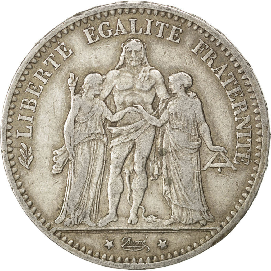 FRANCE, 5 Francs, 1875, Paris, KM #820.1, VF(30-35), Silver, Gadoury #745a,...