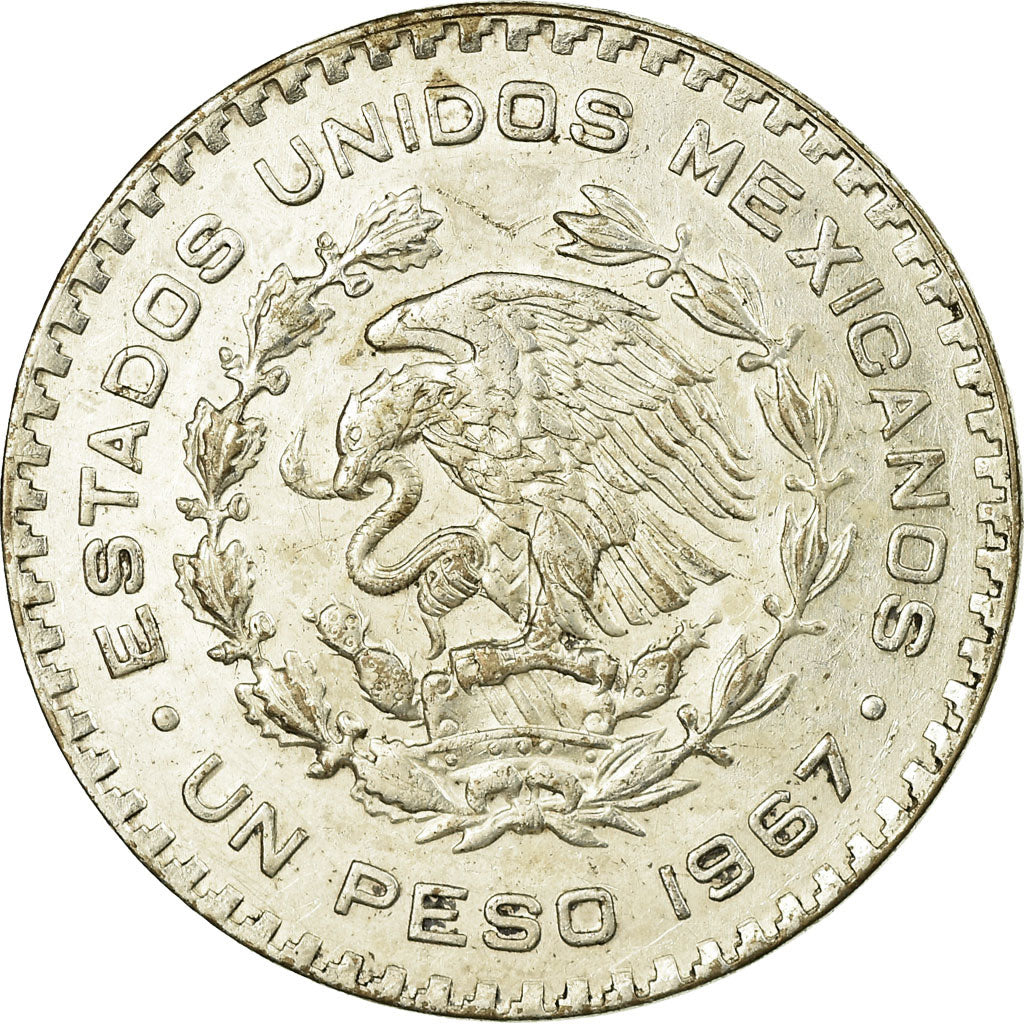 Coin, Mexico, Peso, 1967, Mexico City, EF(40-45), Silver, KM:459