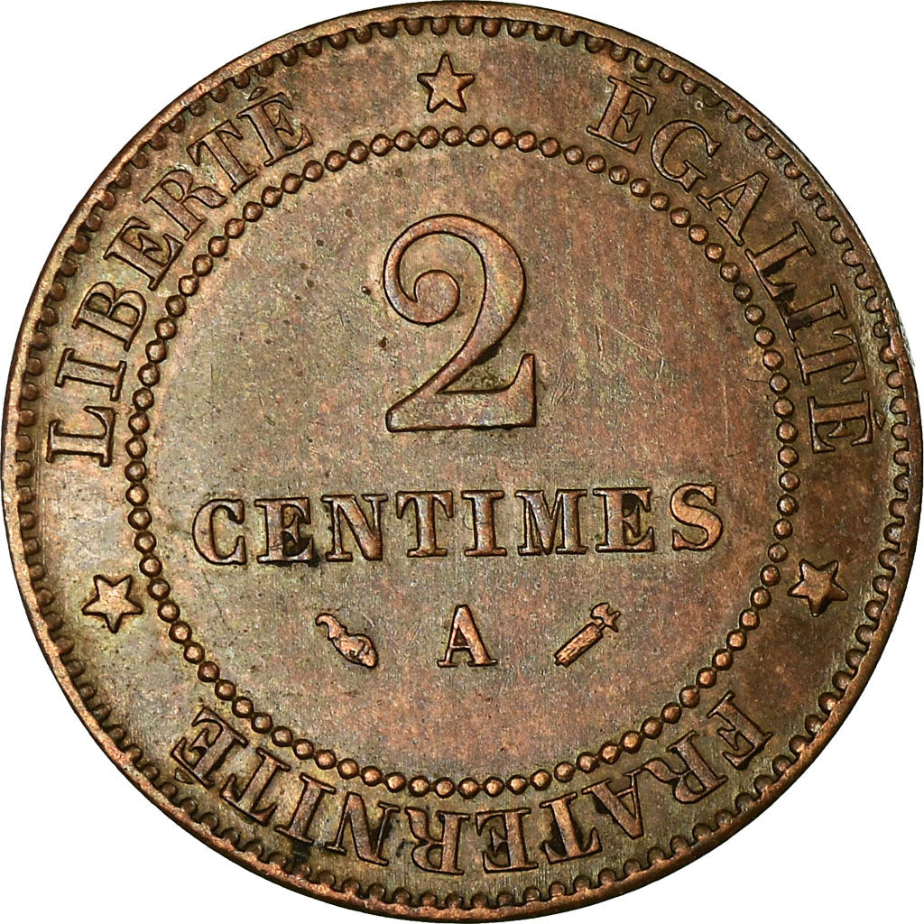 Monnaie, France, Cérès, 2 Centimes, 1885, Paris, TTB+, Bronze, Gadoury:105