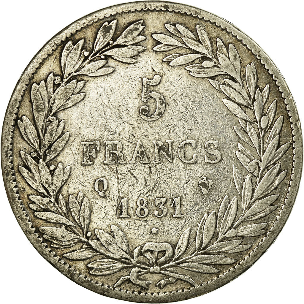 Coin, France, Louis-Philippe, 5 Francs, 1831, Perpignan, EF(40-45), Silver