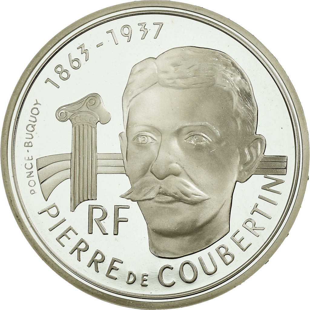 Coin, France, Pierre de Coubertin, 100 Francs, 1991, Paris, ESSAI, MS(65-70)