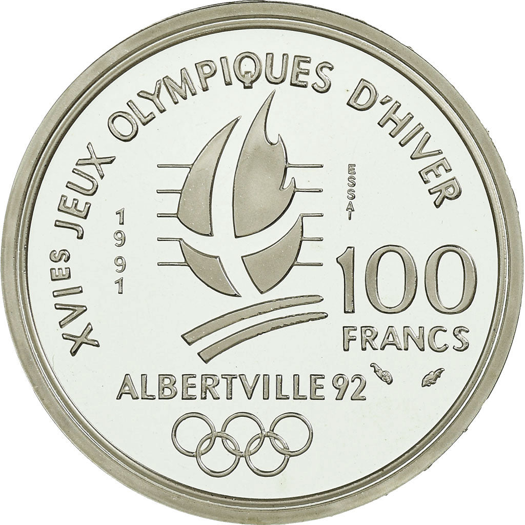 Coin, France, Pierre de Coubertin, 100 Francs, 1991, Paris, ESSAI, MS(65-70)