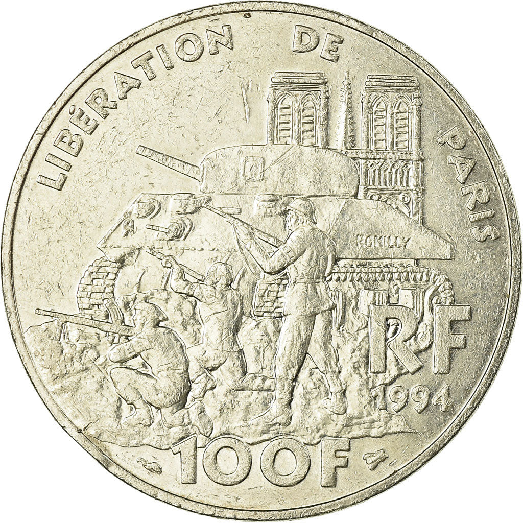 Coin, France, Libération de Paris, 100 Francs, 1994, EF(40-45), Silver