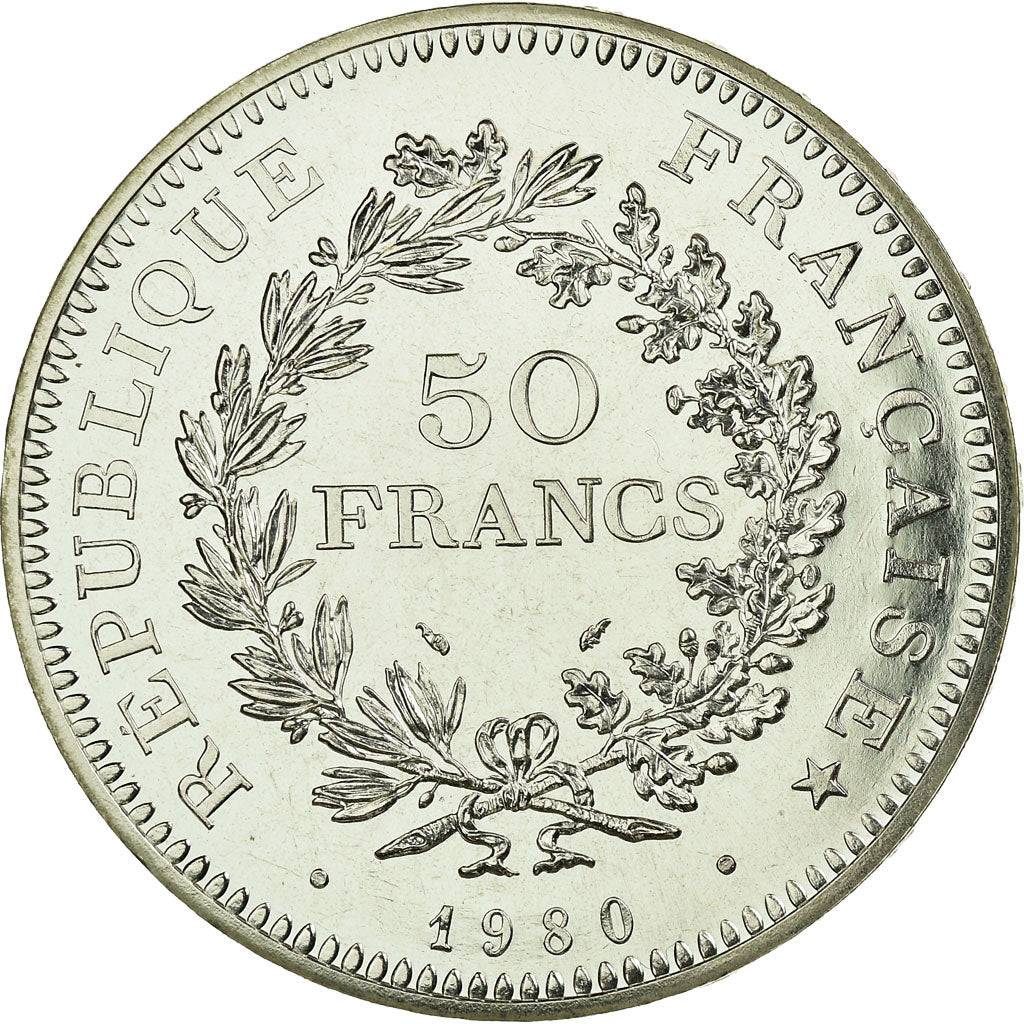 Coin, France, Hercule, 50 Francs, 1980, Paris, MS(65-70), Silver, KM:941.1