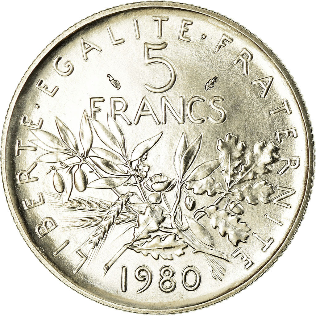 Moneda, Francia, Semeuse, 5 Francs, 1980, Paris, FDC, Níquel recubierto de
