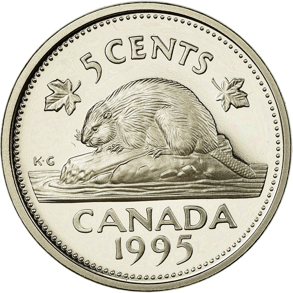 Coin, Canada, Elizabeth II, 5 Cents, 1995, Royal Canadian Mint, Ottawa, Proof
