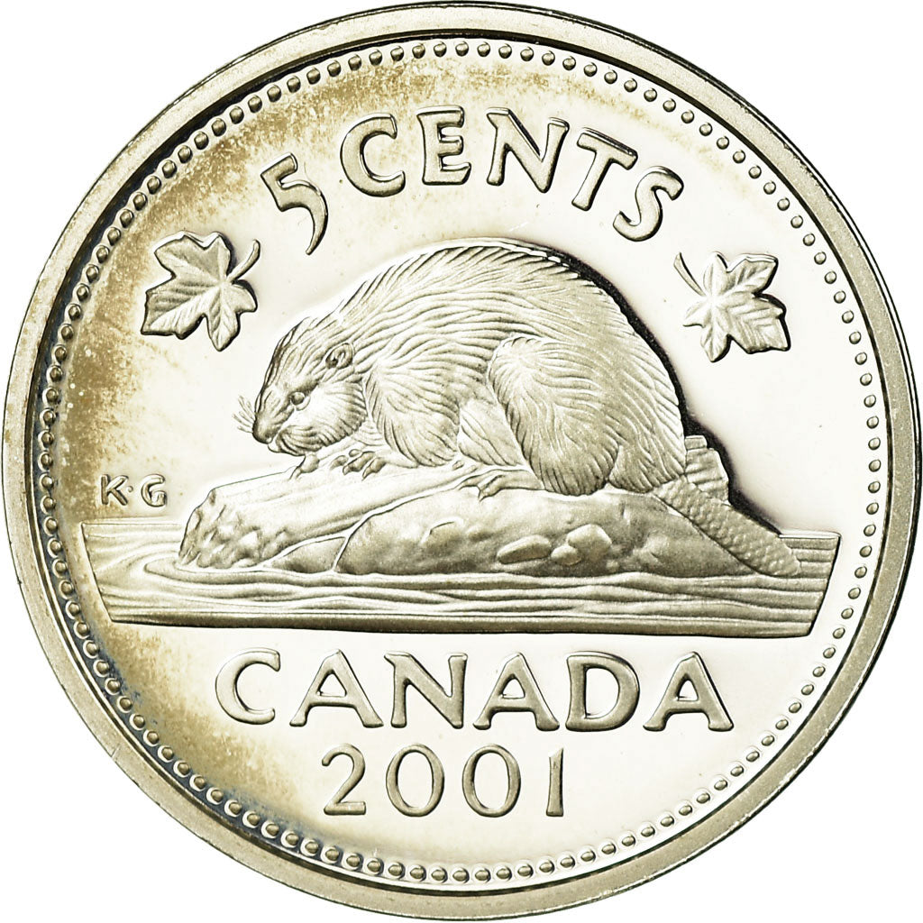 Coin, Canada, Elizabeth II, 5 Cents, 2001, Royal Canadian Mint, Ottawa, Proof