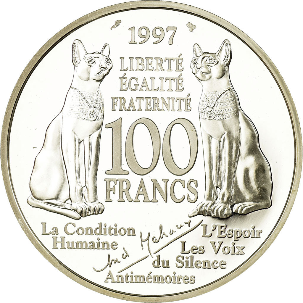 Coin, France, André Malraux, 100 Francs, 1997, Paris, BE, MS(65-70), Silver