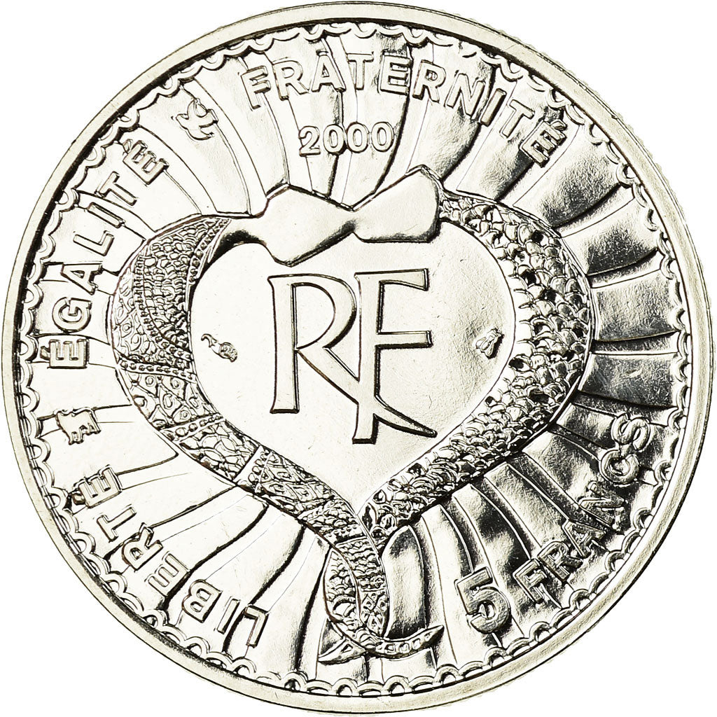 Münze, Frankreich, Yves St. Laurent, 5 Francs, 2000, Paris, BU, STGL, Silber