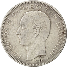 GREECE, 5 Drachmai, 1876, Paris, KM #46, VF(20-25), Silver, 24.65