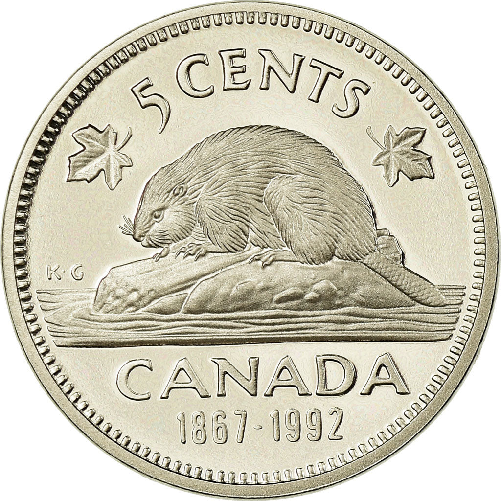Coin, Canada, Elizabeth II, 5 Cents, 1992, Royal Canadian Mint, Ottawa, Proof