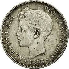 Coin, Spain, Alfonso XIII, 5 Pesetas, 1898, Valencia, VF(30-35), Silver, KM:707