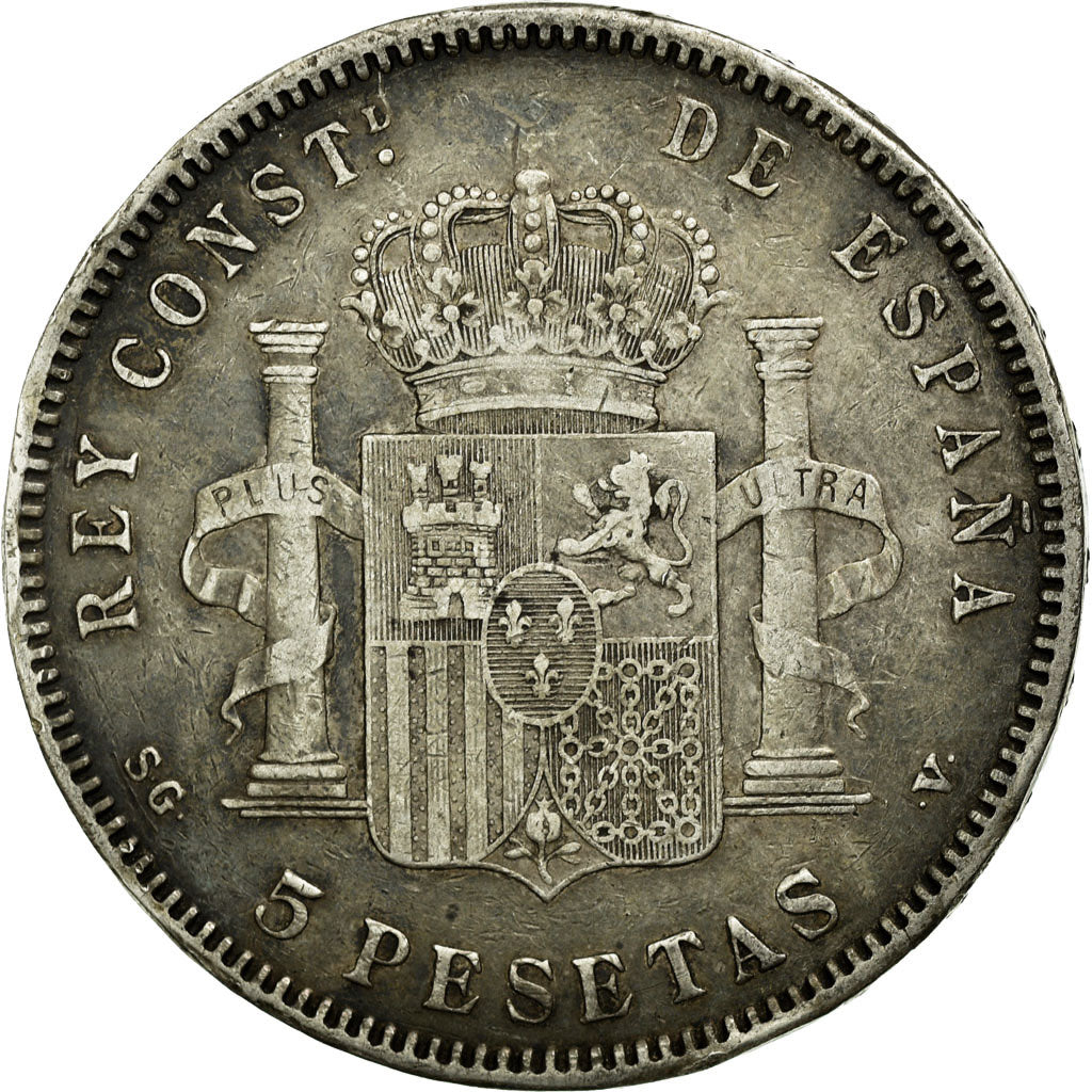 Coin, Spain, Alfonso XIII, 5 Pesetas, 1898, Valencia, VF(30-35), Silver, KM:707