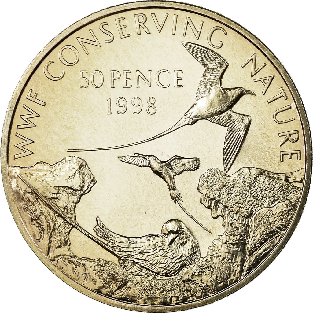 Coin, Ascension Island, 50 Pence, 1998, MS(65-70), Copper-nickel, KM:10