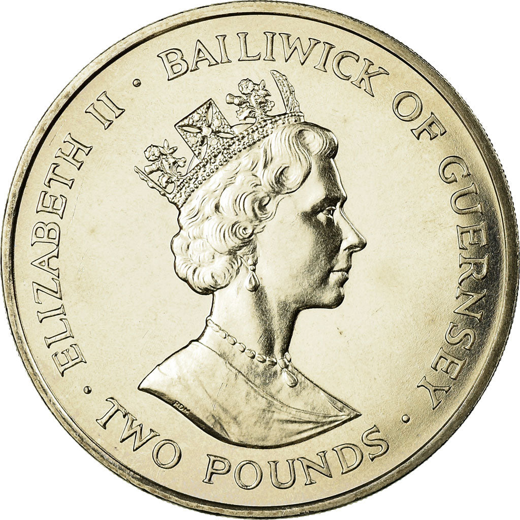 Coin, Guernsey, Elizabeth II, 2 Pounds, 1998, Heaton, MS(65-70), Copper-nickel