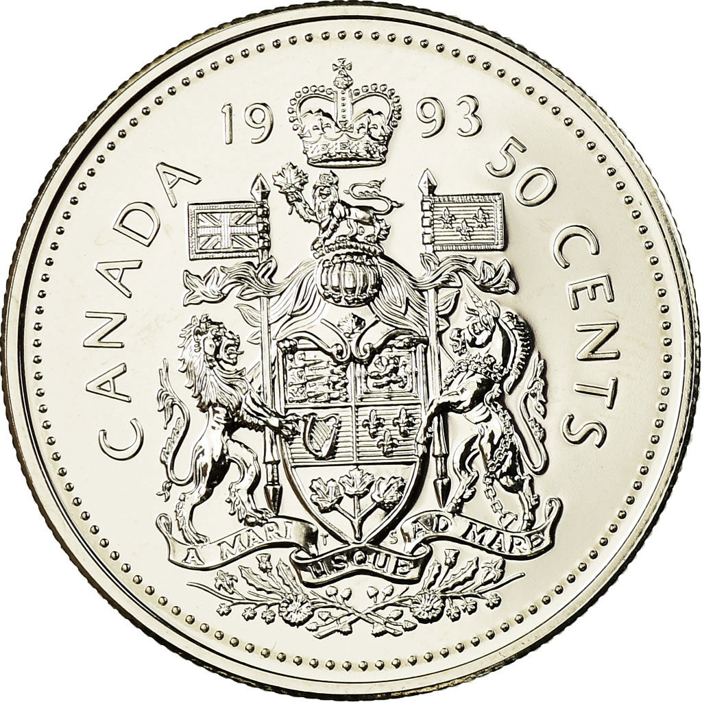 Coin, Canada, Elizabeth II, 50 Cents, 1993, Royal Canadian Mint, Ottawa
