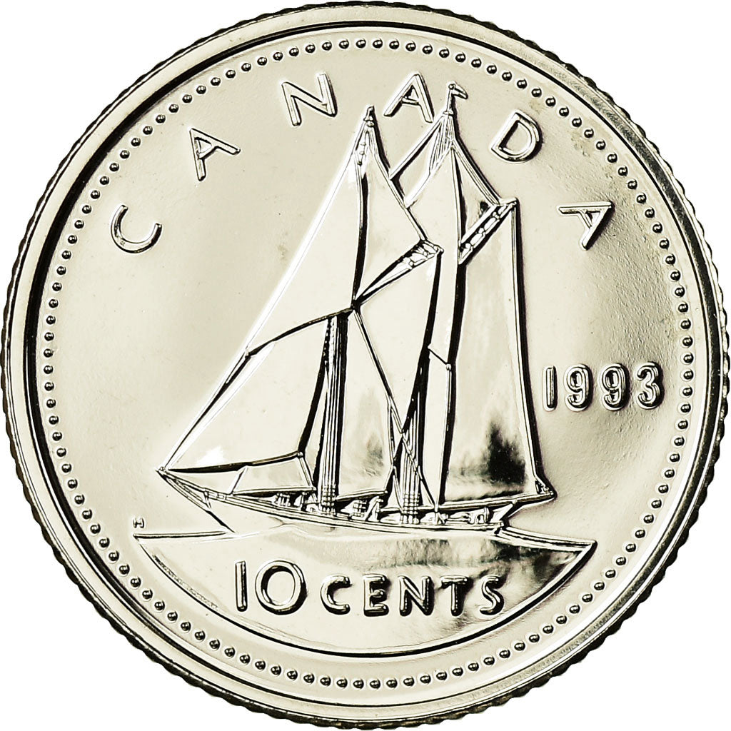 Moneda, Canadá, Elizabeth II, 10 Cents, 1993, Royal Canadian Mint, Ottawa, FDC
