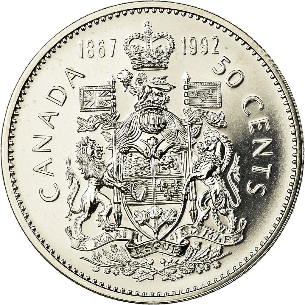 Coin, Canada, Elizabeth II, 50 Cents, 1992, Royal Canadian Mint, Ottawa
