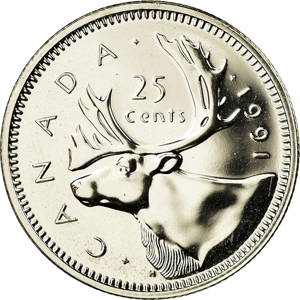 Coin, Canada, Elizabeth II, 25 Cents, 1991, Royal Canadian Mint, Ottawa