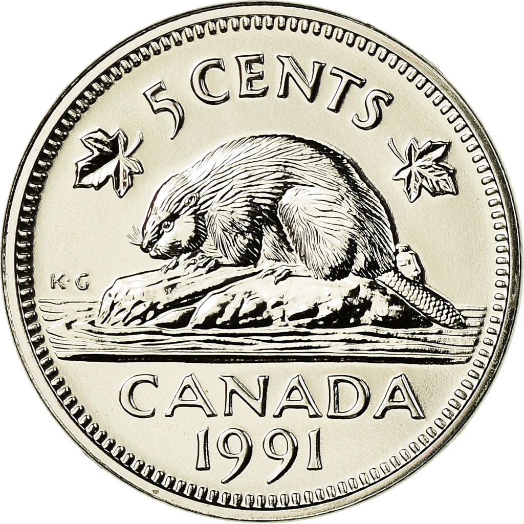 Coin, Canada, Elizabeth II, 5 Cents, 1991, Royal Canadian Mint, Ottawa