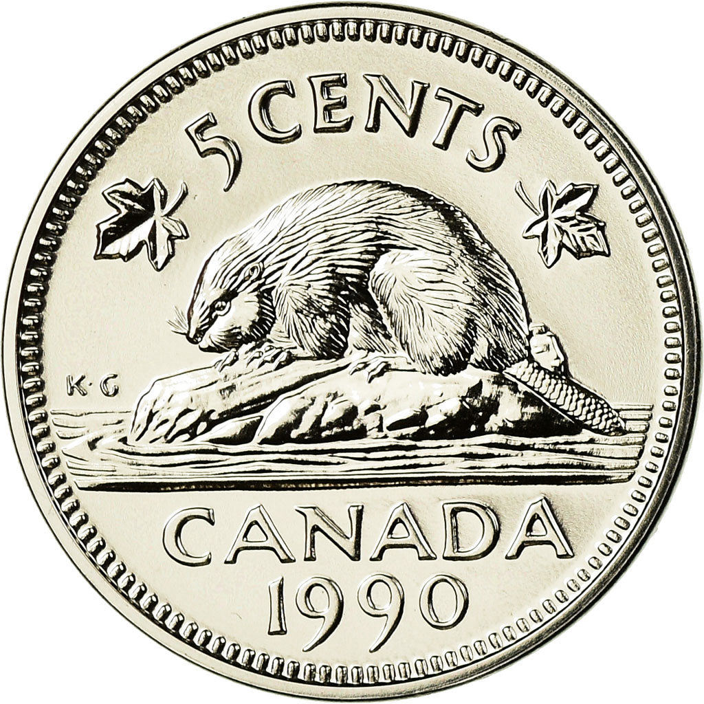 Coin, Canada, Elizabeth II, 5 Cents, 1990, Royal Canadian Mint, Ottawa