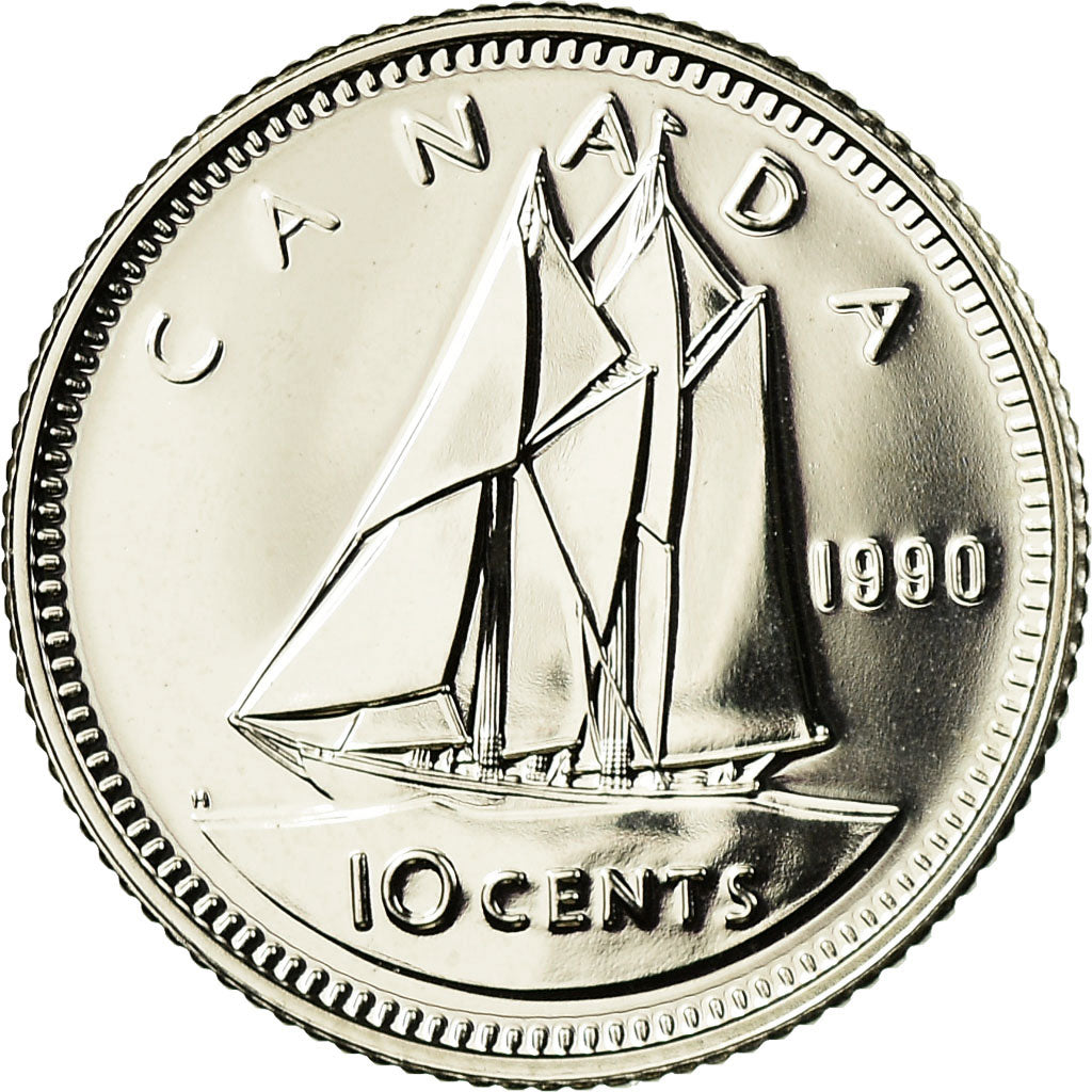 Coin, Canada, Elizabeth II, 10 Cents, 1990, Royal Canadian Mint, Ottawa