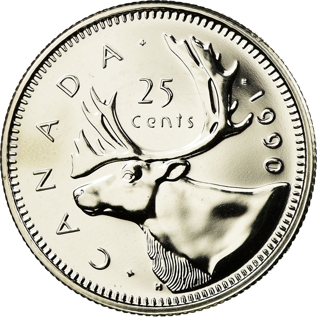 Coin, Canada, Elizabeth II, 25 Cents, 1990, Royal Canadian Mint, Ottawa
