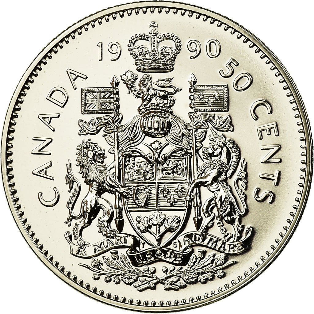 Coin, Canada, Elizabeth II, 50 Cents, 1990, Royal Canadian Mint, Ottawa