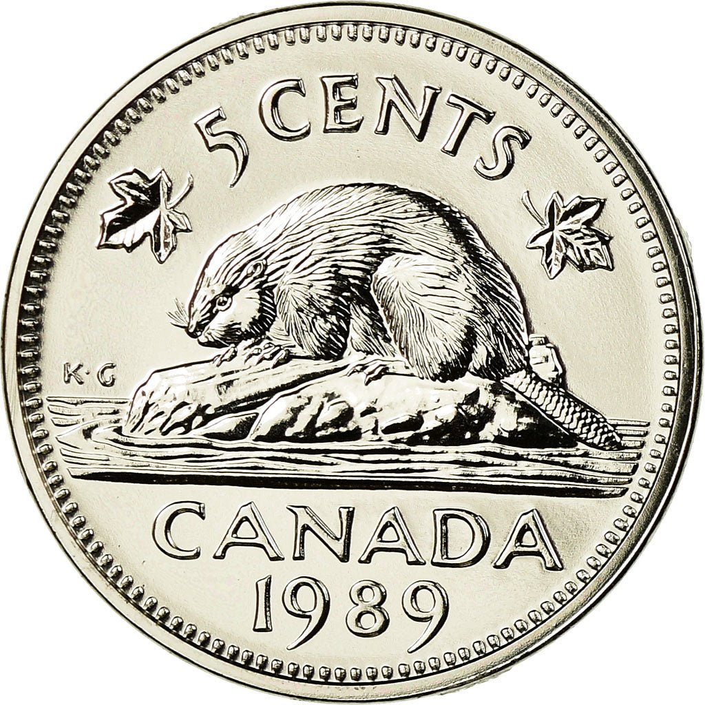 Coin, Canada, Elizabeth II, 5 Cents, 1989, Royal Canadian Mint, Ottawa