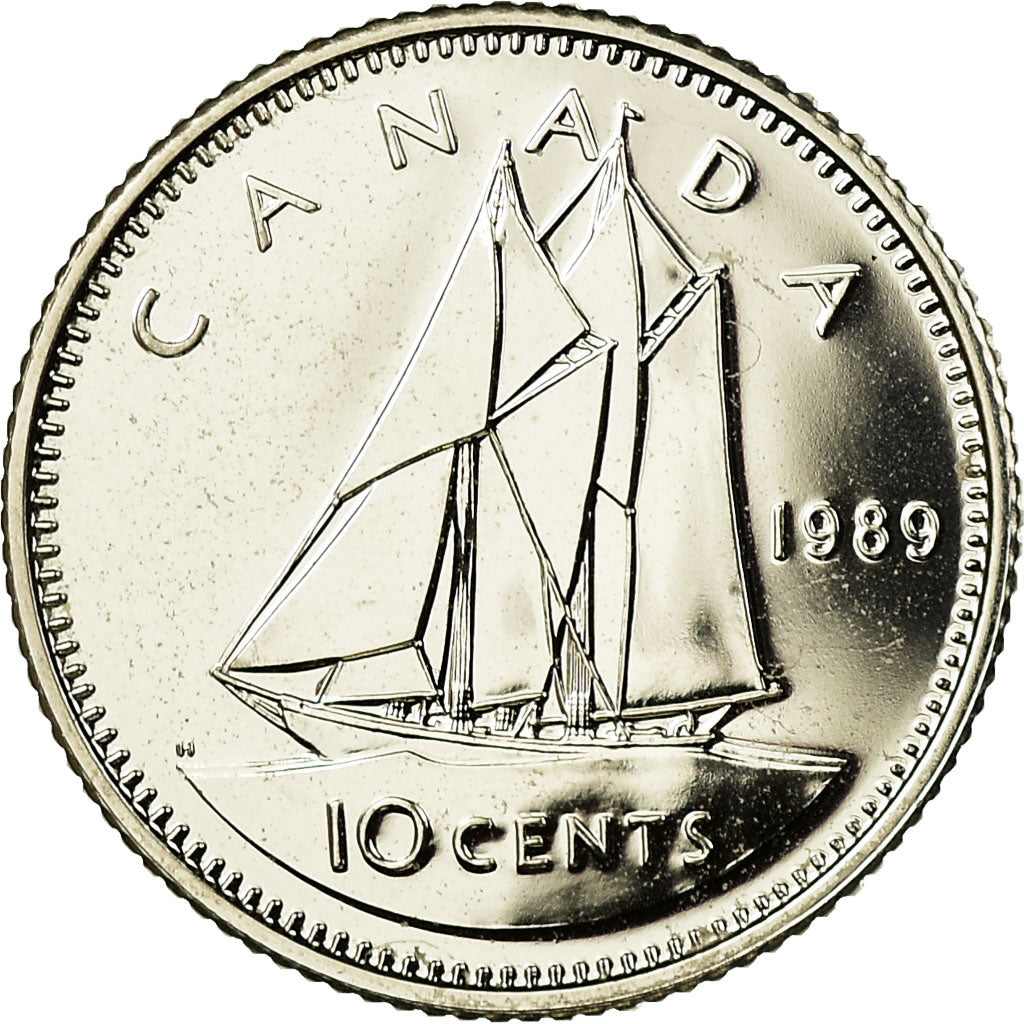 Coin, Canada, Elizabeth II, 10 Cents, 1989, Royal Canadian Mint, Ottawa