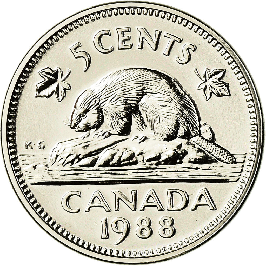 Coin, Canada, Elizabeth II, 5 Cents, 1988, Royal Canadian Mint, Ottawa