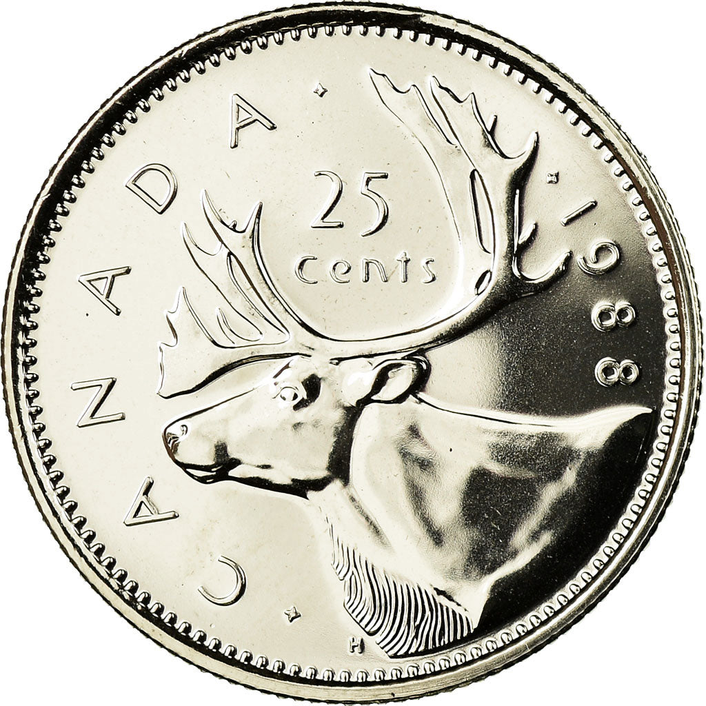 Coin, Canada, Elizabeth II, 25 Cents, 1988, Royal Canadian Mint, Ottawa