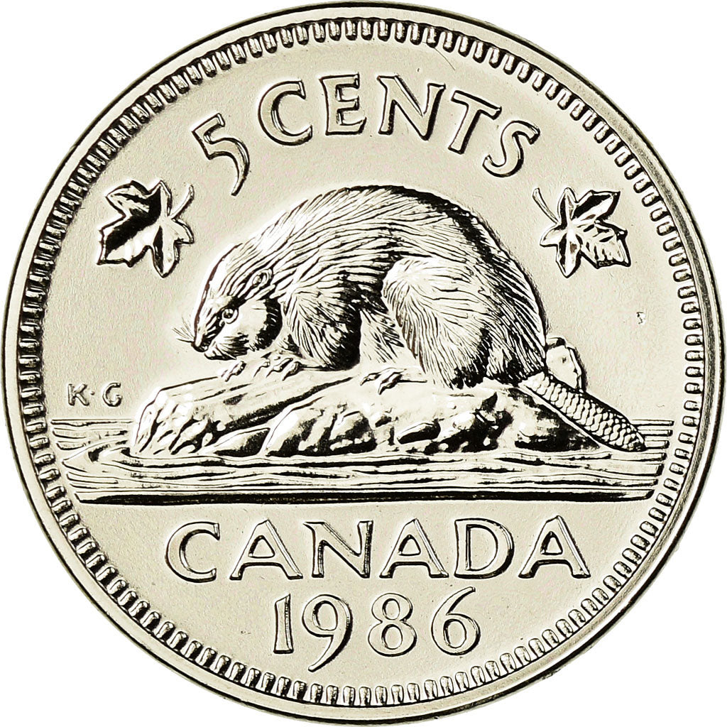 Coin, Canada, Elizabeth II, 5 Cents, 1986, Royal Canadian Mint, Ottawa