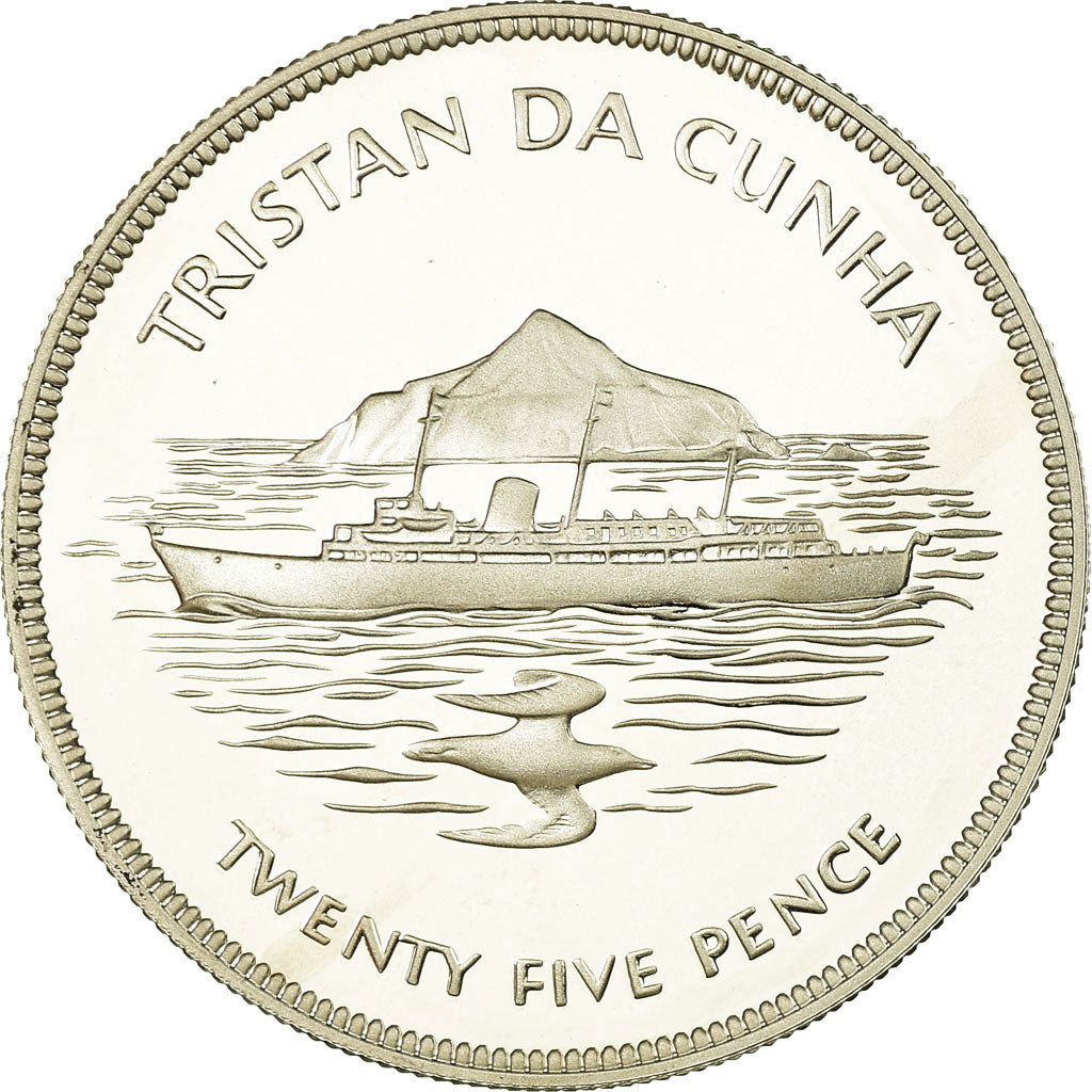 Coin, Tristan Da Cunha, Elizabeth II, 25 Pence, 1977, British Royal Mint, Proof