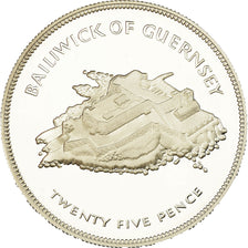 Coin, Guernsey, Elizabeth II, 25 Pence, 1977, Heaton, Proof, MS(65-70), Silver