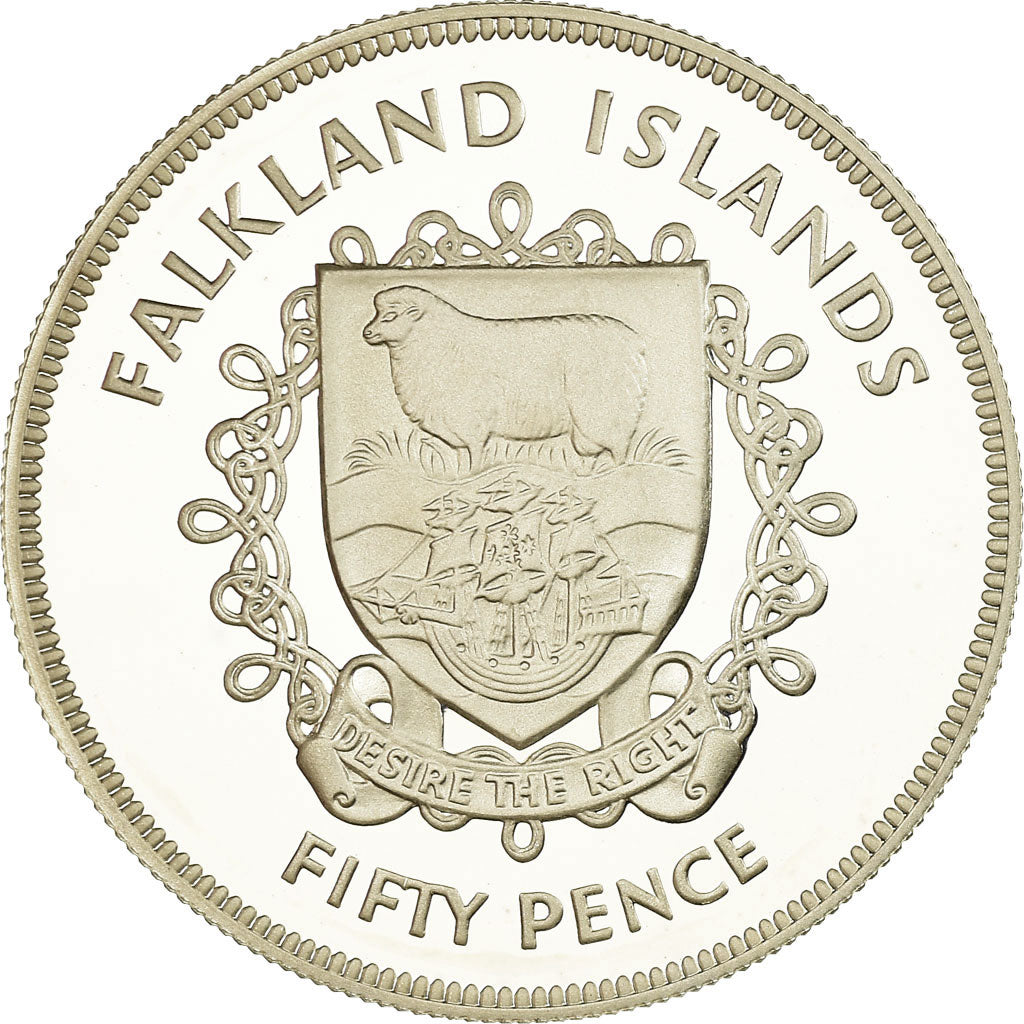 Coin, Falkland Islands, Elizabeth II, 50 Pence, 1977, Proof, MS(65-70), Silver