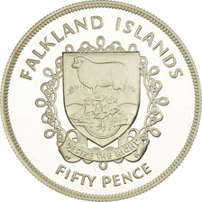 Coin, Falkland Islands, Elizabeth II, 50 Pence, 1977, Proof, MS(65-70), Silver