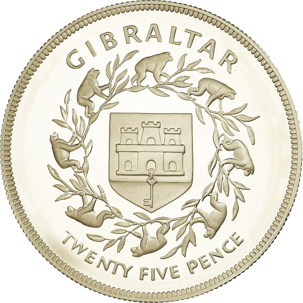 Coin, Gibraltar, Elizabeth II, 25 New Pence, 1977, Proof, MS(65-70), Silver