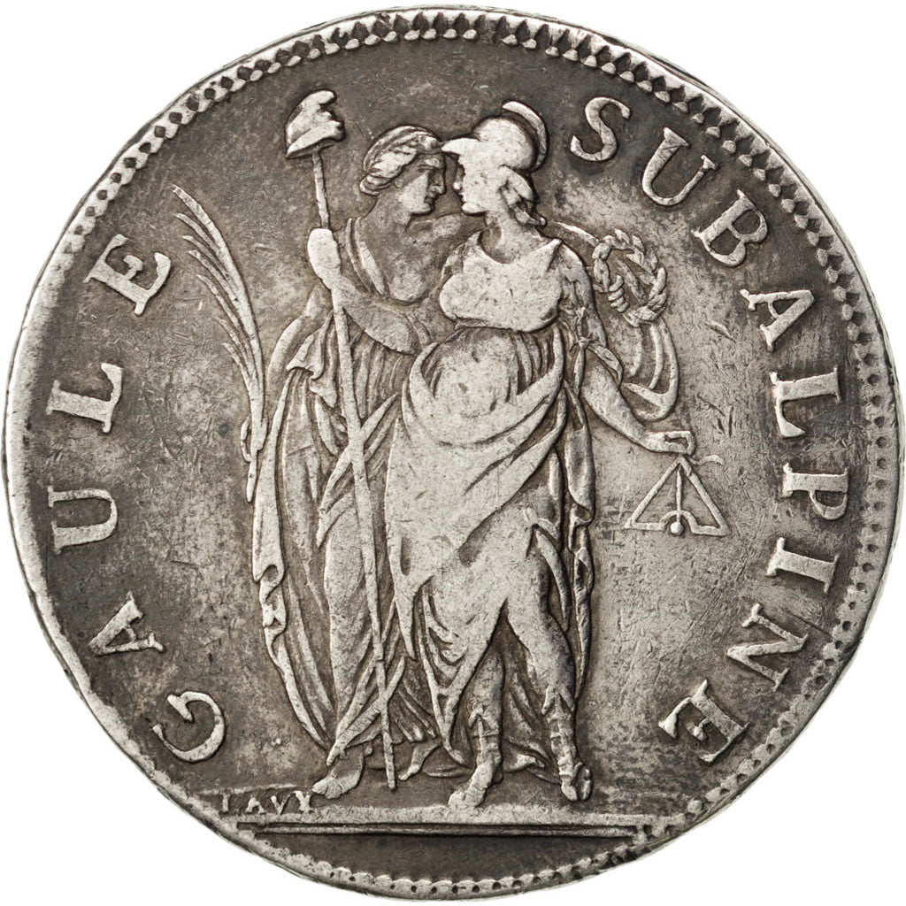 ITALIAN STATES, 5 Francs, 1801, KM #4, VF(30-35), Silver, 24.75