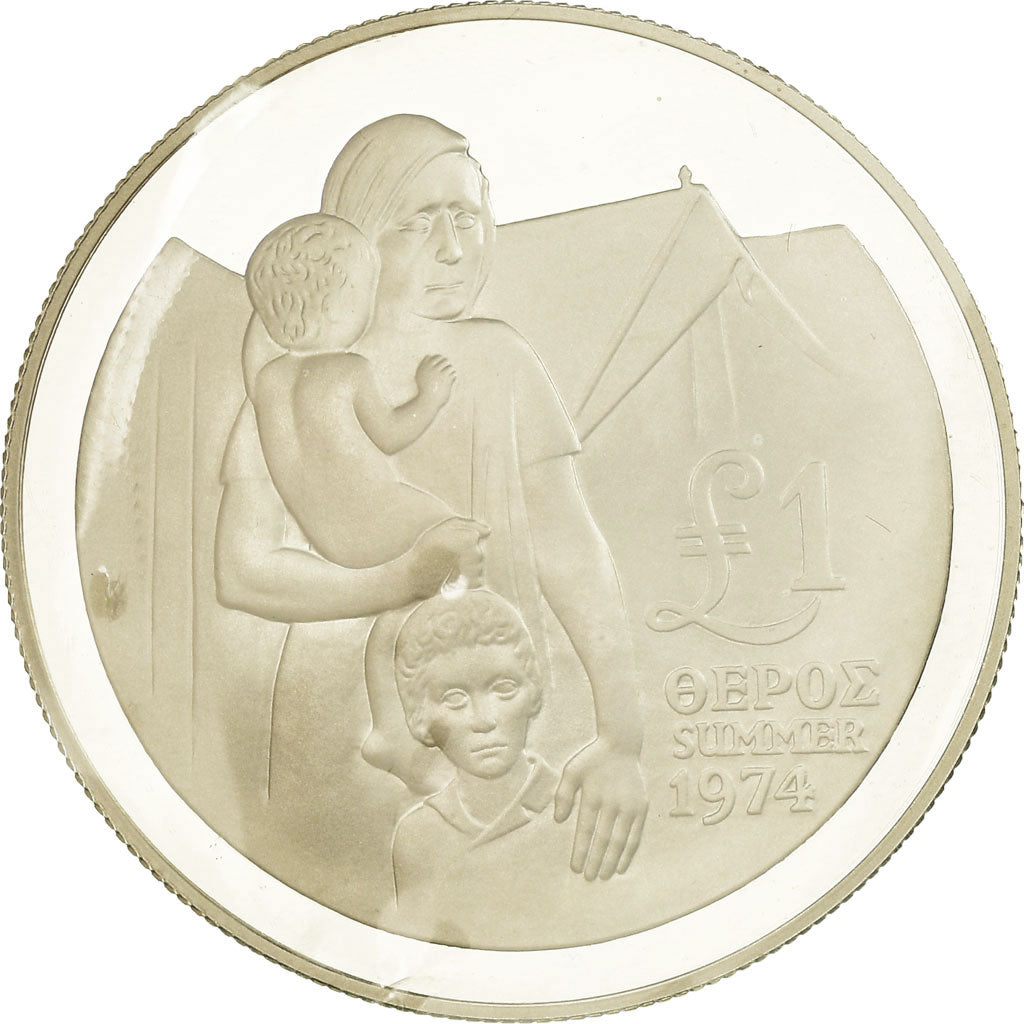 Moneta, Cypr, Pound, 1974, Proof, MS(65-70), Srebro, KM:46a