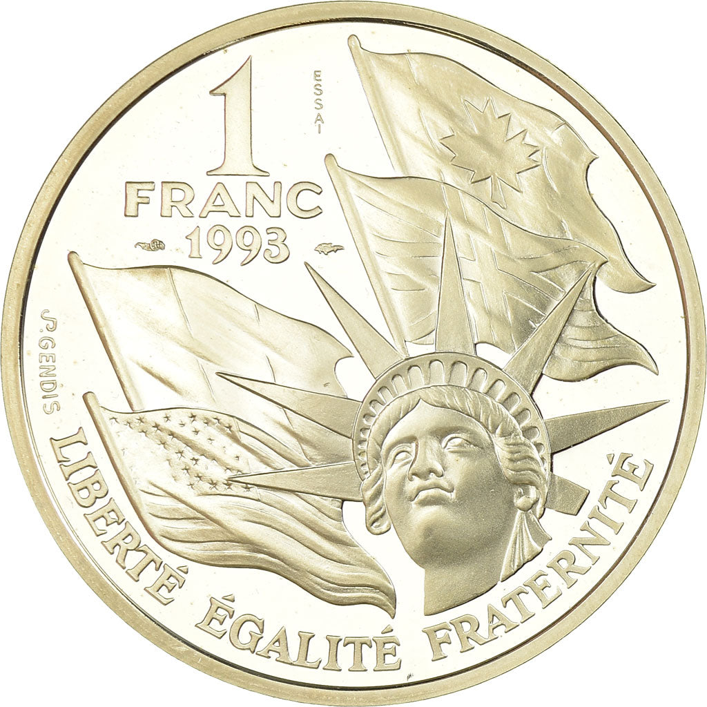 Coin, France, Débarquement, Franc, 1993, Paris, ESSAI, MS(65-70), Silver
