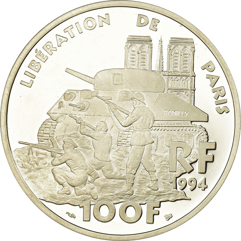 Coin, France, Libération de Paris, 100 Francs, 1994, ESSAI, MS(65-70), Silver