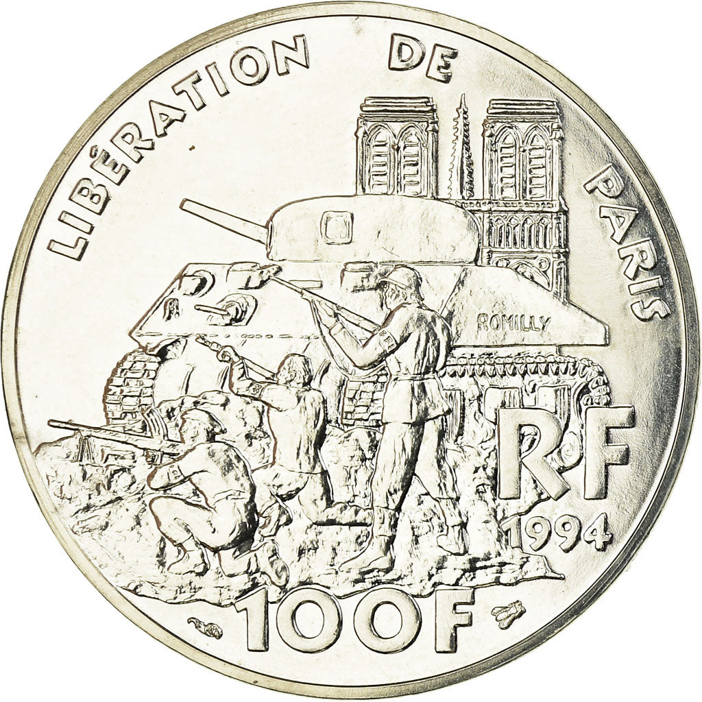 Moneda, Francia, Libération de Paris, 100 Francs, 1994, ESSAI, FDC, Plata