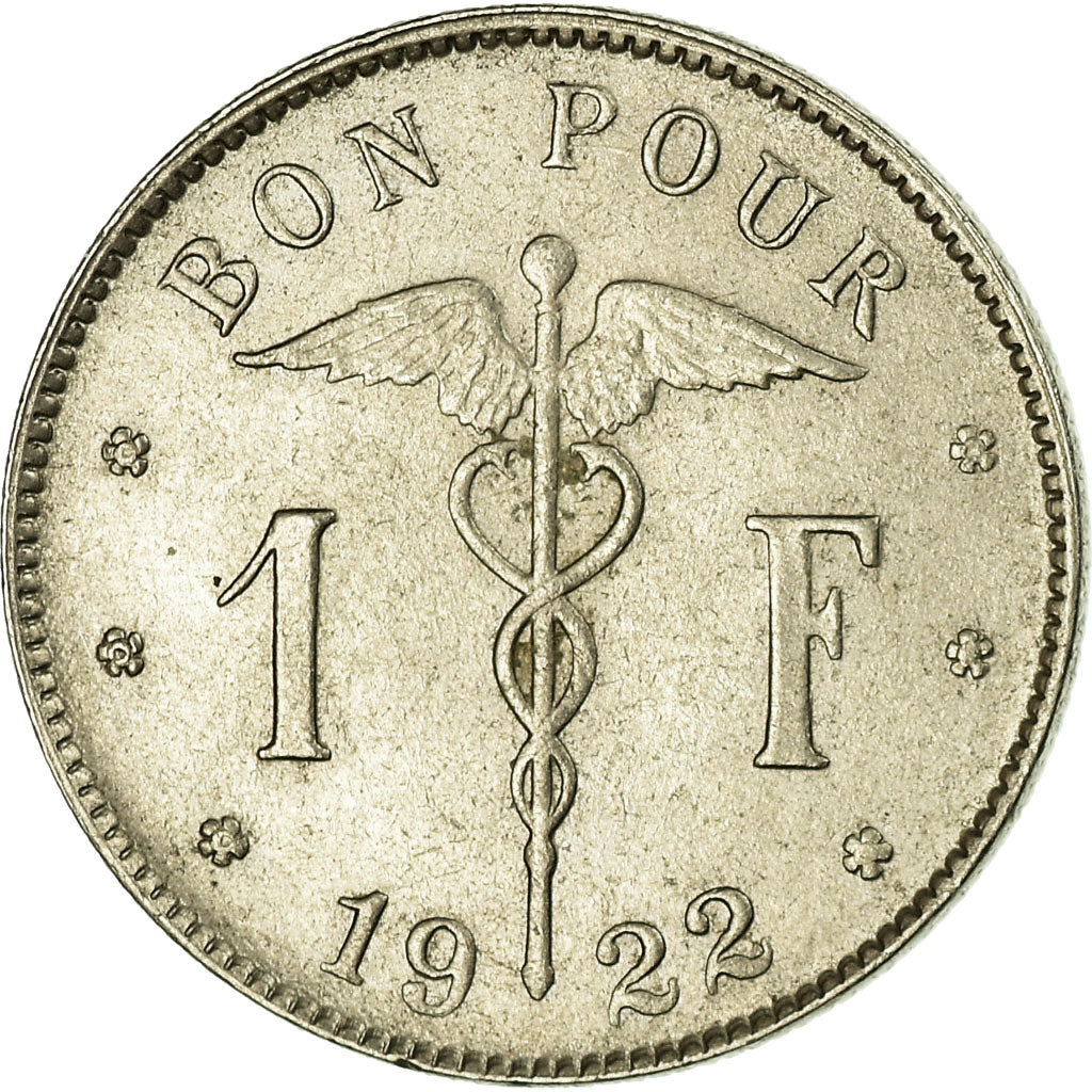 Coin, Belgium, Franc, 1922, AU(55-58), Nickel, KM:89