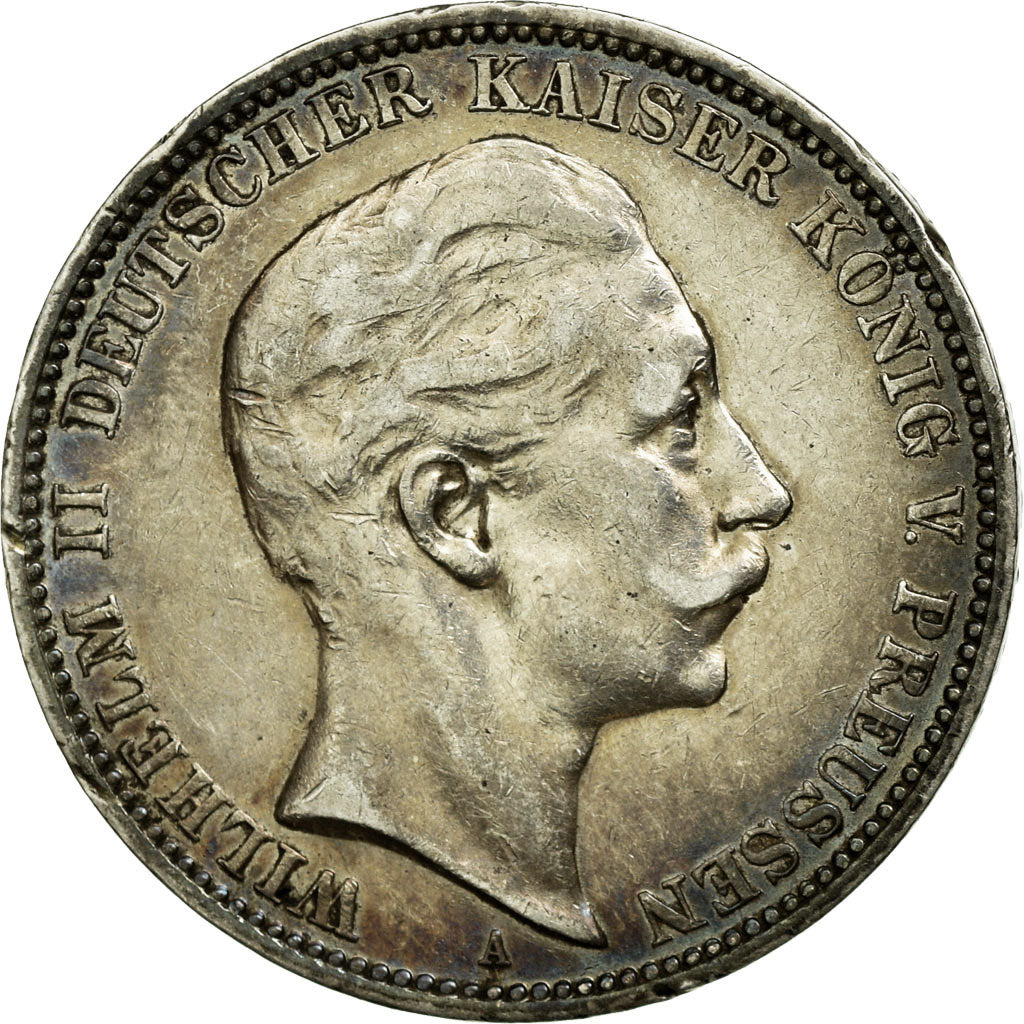 Coin, German States, PRUSSIA, Wilhelm II, 3 Mark, 1909, Berlin, EF(40-45)