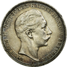 Coin, German States, PRUSSIA, Wilhelm II, 3 Mark, 1909, Berlin, EF(40-45)