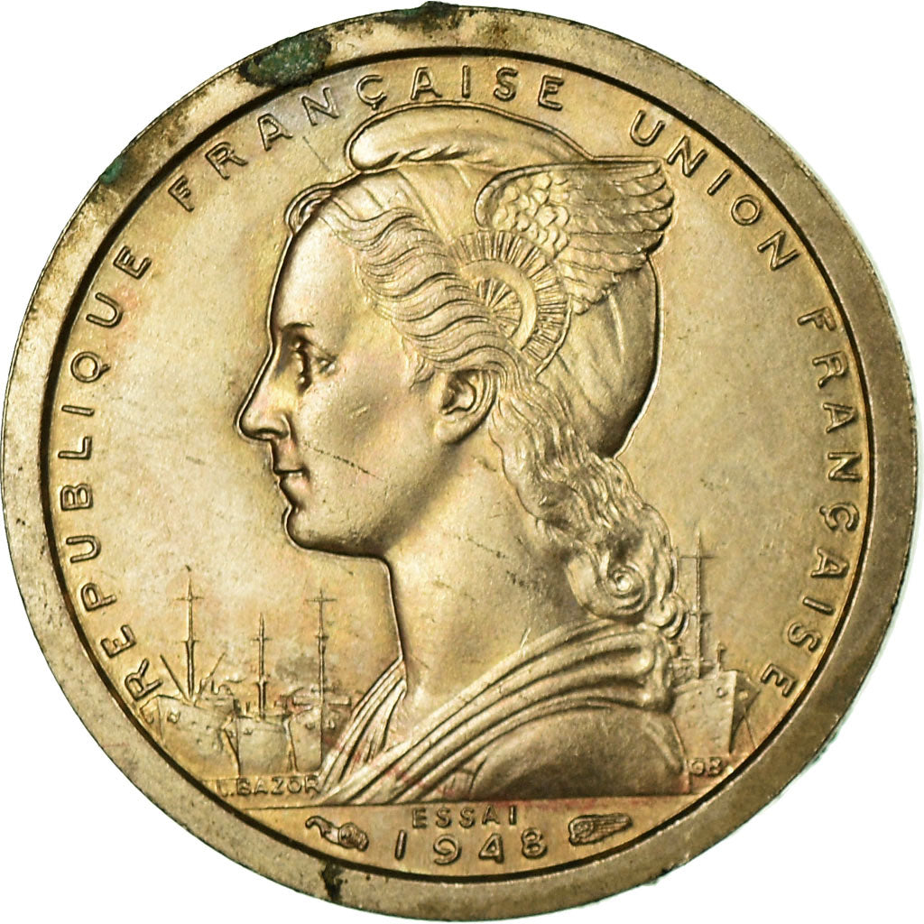 Moneda, Saint Pierre et Miquelon, 1 Franc, 1948, Paris, ESSAI, MBC, Bronce -